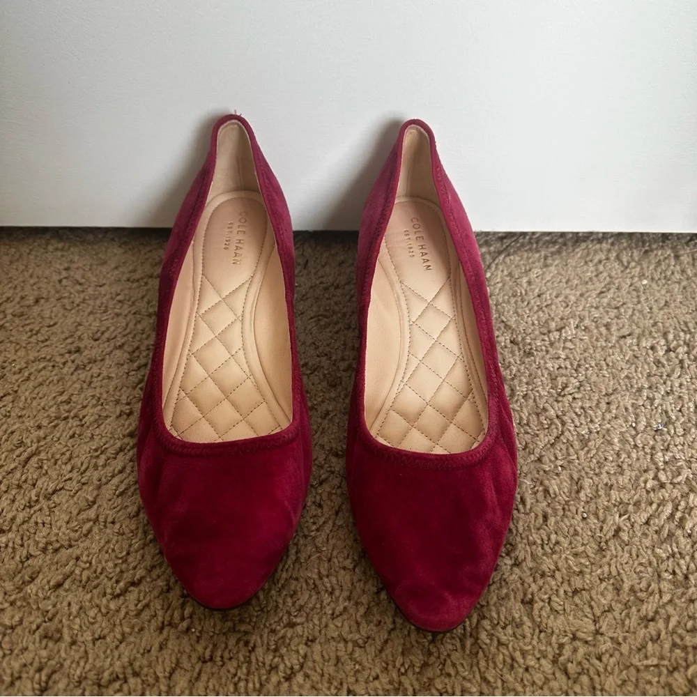 Cole Haan Kathryn Magenta Purple Suede Wedges - Picture 3 of 11